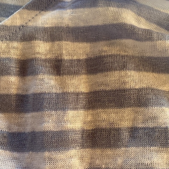 C & C California Linen Short Sleeved Pale Blue White Stripe Scoop Neck T Shirt L - Picture 4 of 5